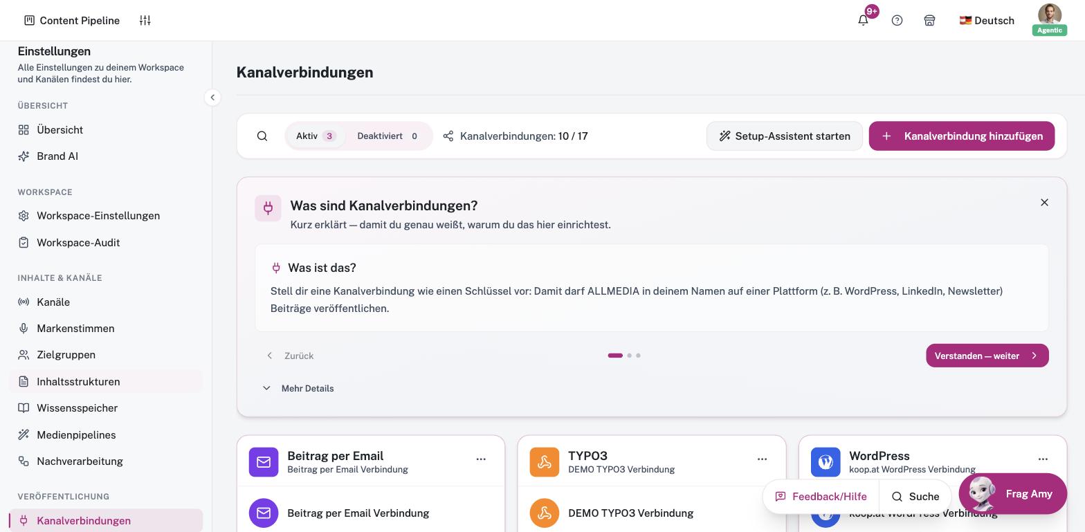 Kanalverbindungen: der Schlüssel zum Veröffentlichen.